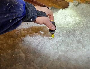 Zateplení stropu novostavby rodinného domu pomocí foukané izolace